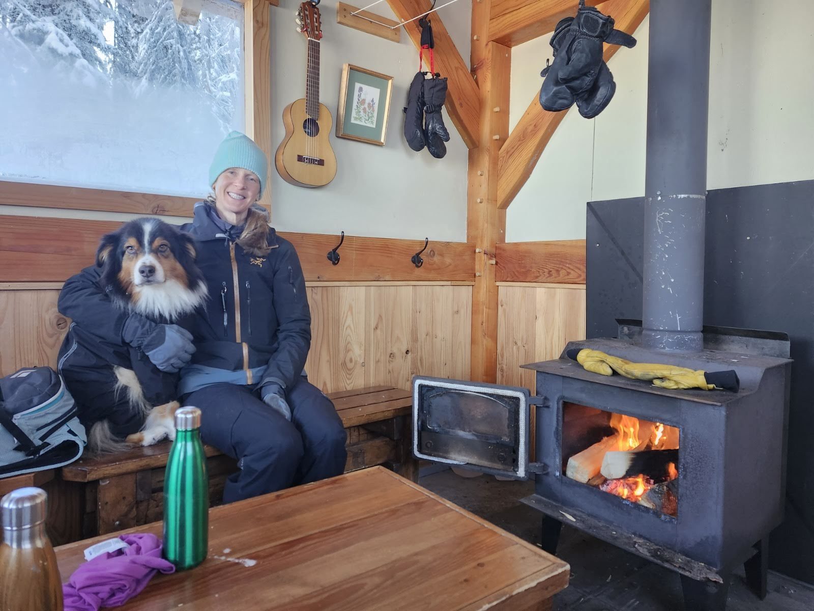 Me and Cooper warming up at the Lepsoe Basin Cabin